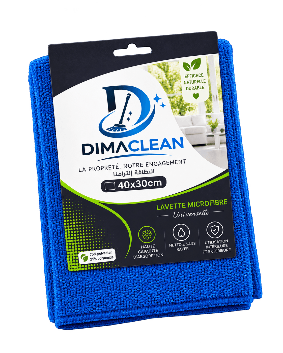 Lavettes microfibres DimaClean LM43, en quatre couleurs